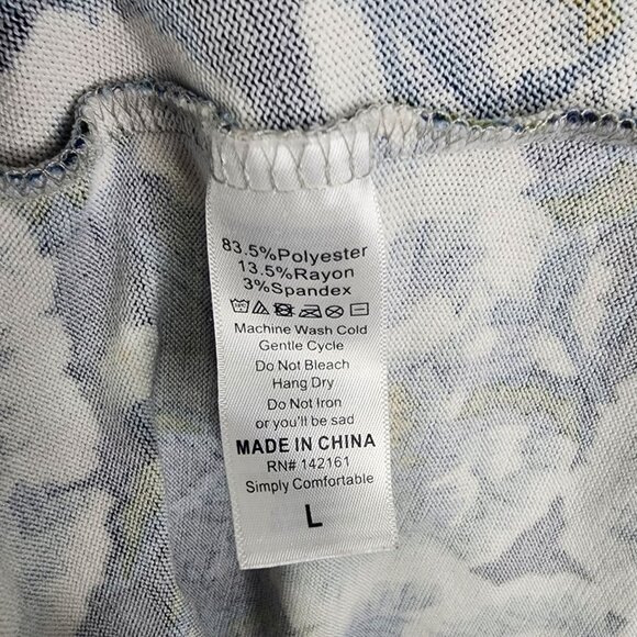 Women's LuLaRoe Long Open Cardigan Blue White Floral Pockets Size L - Picture 8 of 12